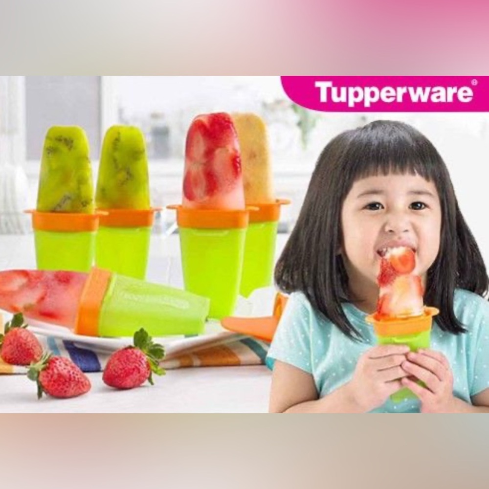 Tupperware Popsicle Molds - Green and Orange Set of 4